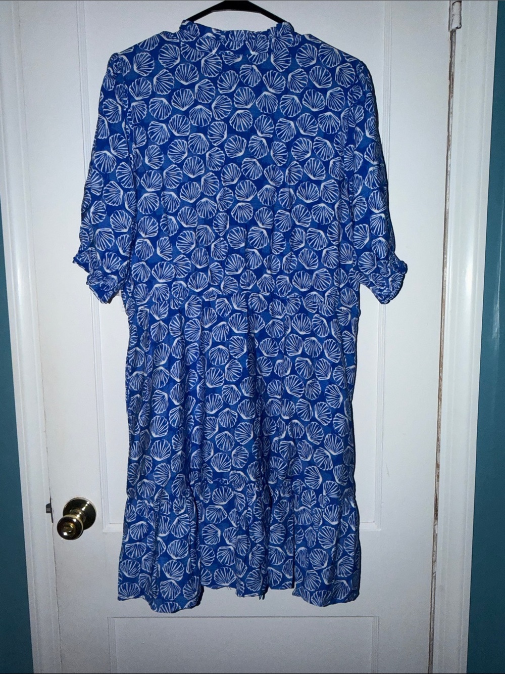 Sonoma Blue and White Shell-Print Midi Dress - Picture 7 of 8
